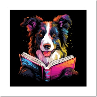 Border Collie Reads Book Posters and Art
